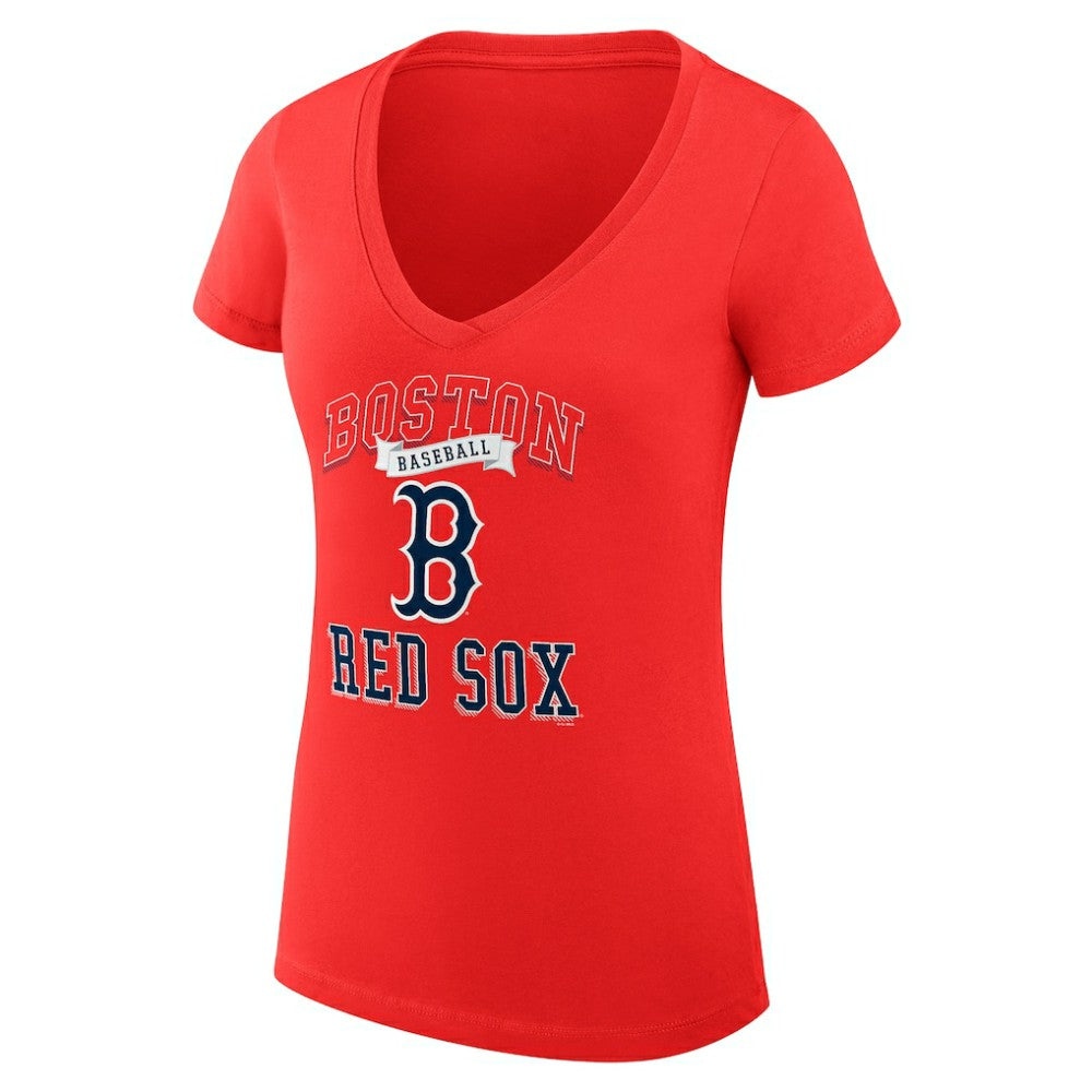 Boston Red Sox G-III 4Her by Carl Banks Women's Super-Slim Fit Lightweight Team Logo Graphic V-Neck T-Shirt Discount
