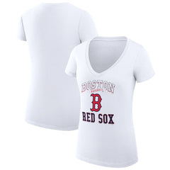 Boston Red Sox G-III 4Her by Carl Banks Women's Super-Slim Fit Lightweight Team Logo Graphic V-Neck T-Shirt for sale
