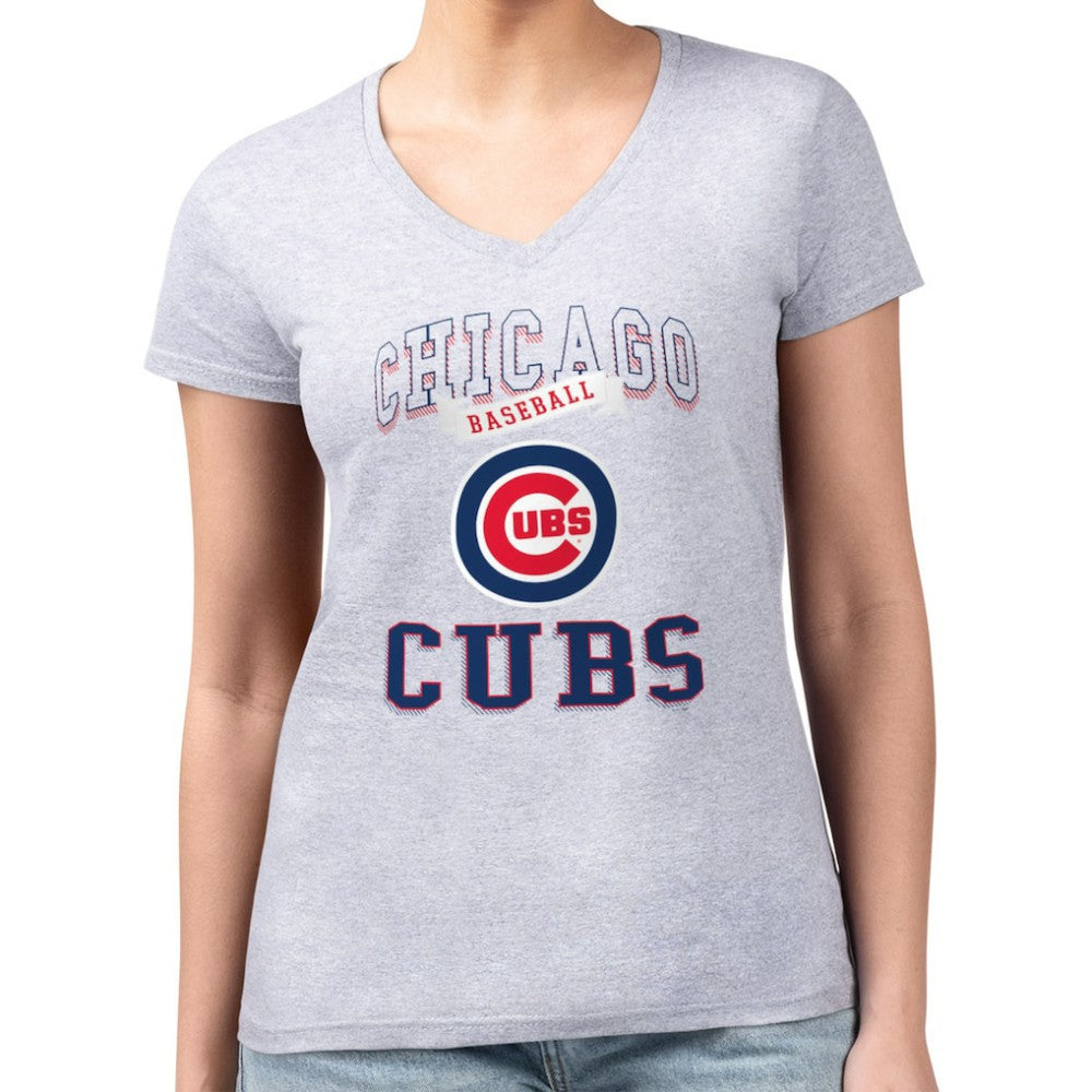 Chicago Cubs G-III 4Her by Carl Banks Women's Super-Slim Fit Lightweight Team Logo Graphic V-Neck T-Shirt for sale