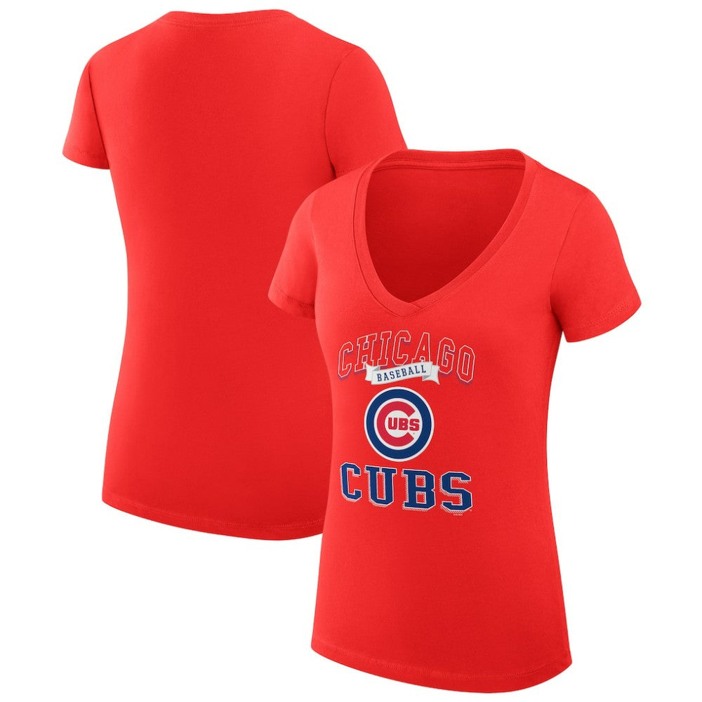 Chicago Cubs G-III 4Her by Carl Banks Women's Super-Slim Fit Lightweight Team Logo Graphic V-Neck T-Shirt for sale