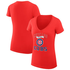 Chicago Cubs G-III 4Her by Carl Banks Women's Super-Slim Fit Lightweight Team Logo Graphic V-Neck T-Shirt for sale