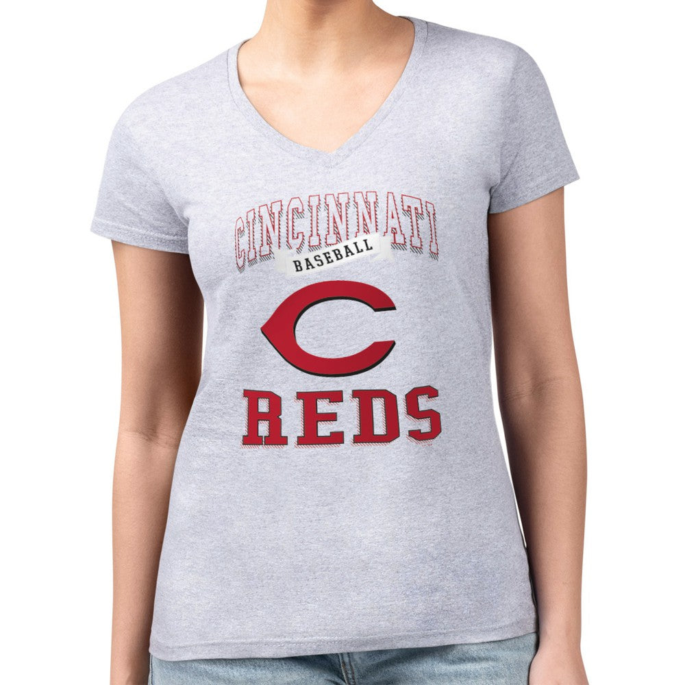Cincinnati Reds G-III 4Her by Carl Banks Women's Super-Slim Fit Lightweight Team Logo Graphic V-Neck T-Shirt Online