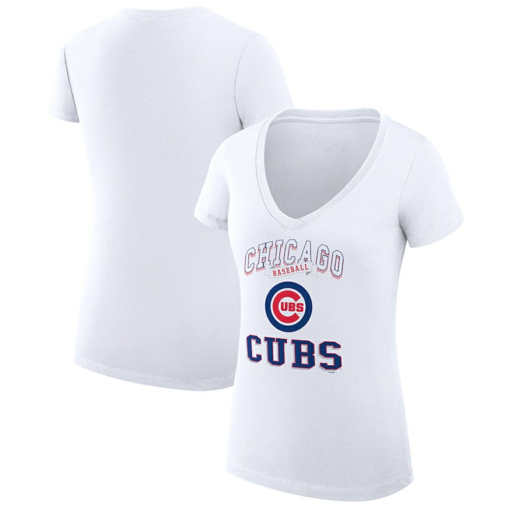 Chicago Cubs G-III 4Her by Carl Banks Women's Super-Slim Fit Lightweight Team Logo Graphic V-Neck T-Shirt Near Me
