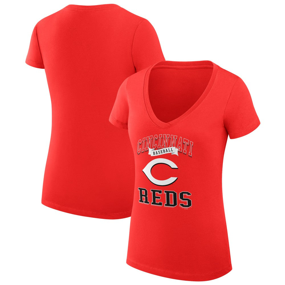 Cincinnati Reds G-III 4Her by Carl Banks Women's Super-Slim Fit Lightweight Team Logo Graphic V-Neck T-Shirt Discount