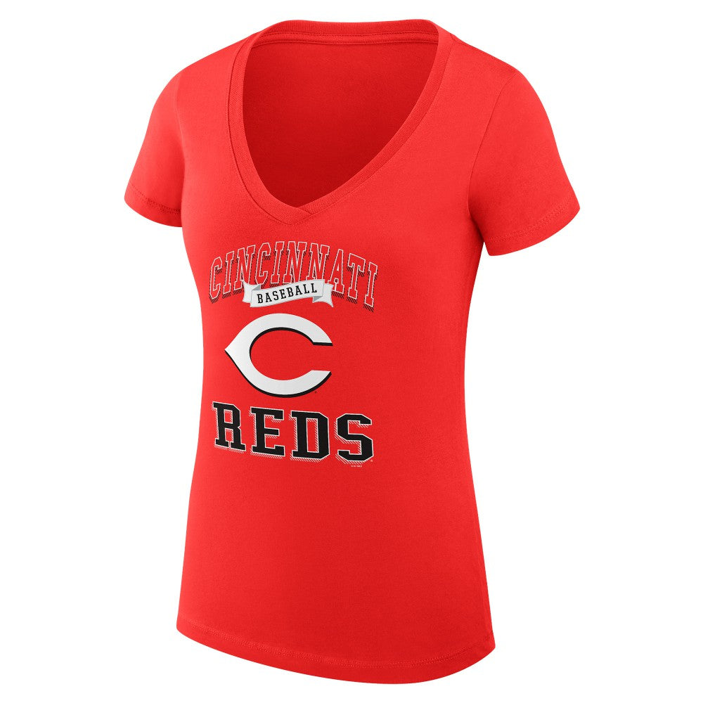 Cincinnati Reds G-III 4Her by Carl Banks Women's Super-Slim Fit Lightweight Team Logo Graphic V-Neck T-Shirt Discount