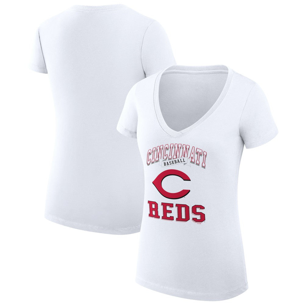 Cincinnati Reds G-III 4Her by Carl Banks Women's Super-Slim Fit Lightweight Team Logo Graphic V-Neck T-Shirt Sale