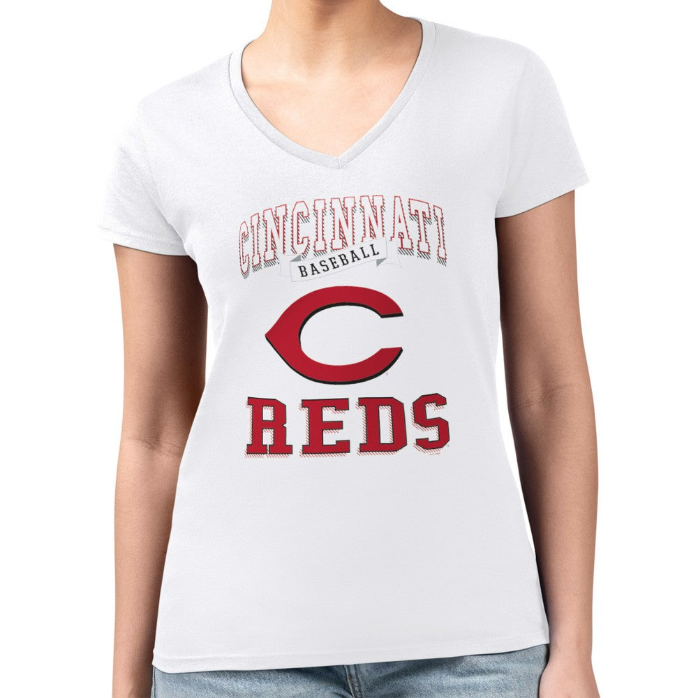 Cincinnati Reds G-III 4Her by Carl Banks Women's Super-Slim Fit Lightweight Team Logo Graphic V-Neck T-Shirt Sale