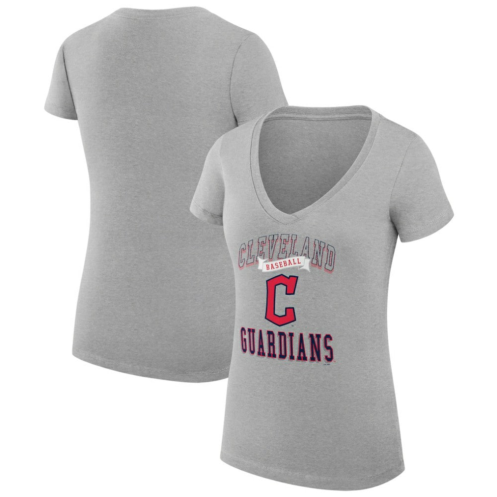 Cleveland Guardians G-III 4Her by Carl Banks Women's Super-Slim Fit Lightweight Team Logo Graphic V-Neck T-Shirt Discount