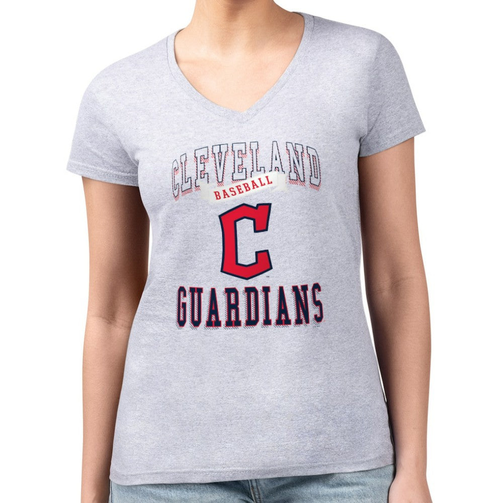 Cleveland Guardians G-III 4Her by Carl Banks Women's Super-Slim Fit Lightweight Team Logo Graphic V-Neck T-Shirt Discount