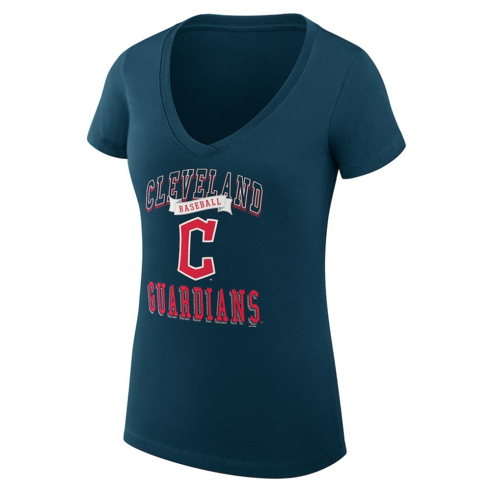 Cleveland Guardians G-III 4Her by Carl Banks Women's Super-Slim Fit Lightweight Team Logo Graphic V-Neck T-Shirt Outlet