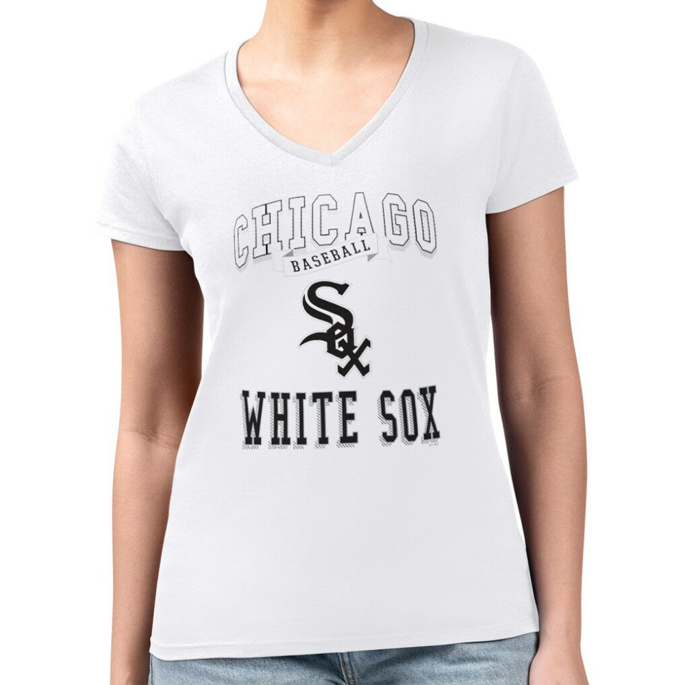 Chicago White Sox G-III 4Her by Carl Banks Women's Super-Slim Fit Lightweight Team Logo Graphic V-Neck T-Shirt for sale