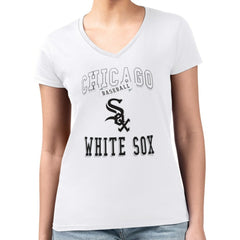 Chicago White Sox G-III 4Her by Carl Banks Women's Super-Slim Fit Lightweight Team Logo Graphic V-Neck T-Shirt for sale