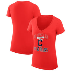 Cleveland Guardians G-III 4Her by Carl Banks Women's Super-Slim Fit Lightweight Team Logo Graphic V-Neck T-Shirt Outlet