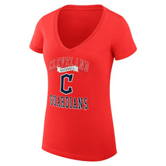 Cleveland Guardians G-III 4Her by Carl Banks Women's Super-Slim Fit Lightweight Team Logo Graphic V-Neck T-Shirt Outlet