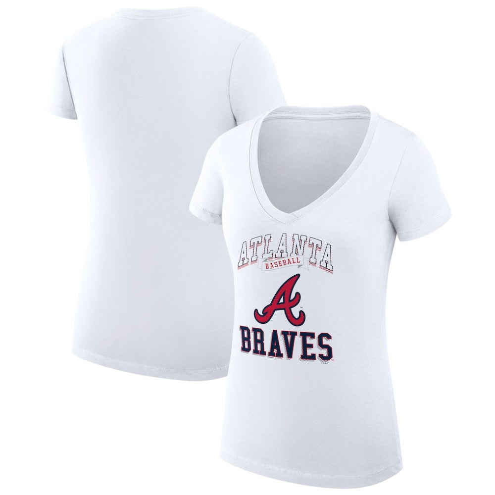 Atlanta Braves G-III 4Her by Carl Banks Women's Super-Slim Fit Lightweight Team Logo Graphic V-Neck T-Shirt Sale