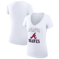 Atlanta Braves G-III 4Her by Carl Banks Women's Super-Slim Fit Lightweight Team Logo Graphic V-Neck T-Shirt Sale