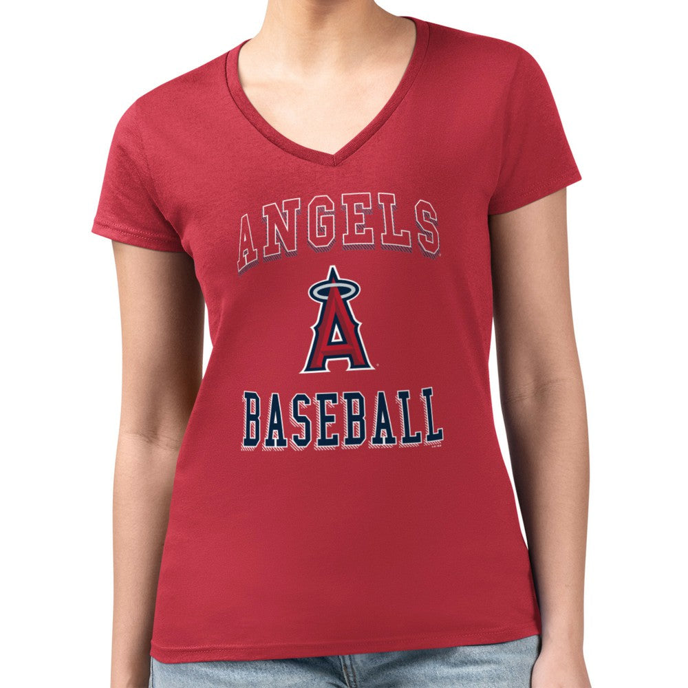Los Angeles Angels G-III 4Her by Carl Banks Women's Super-Slim Fit Lightweight Team Logo Graphic V-Neck T-Shirt Online