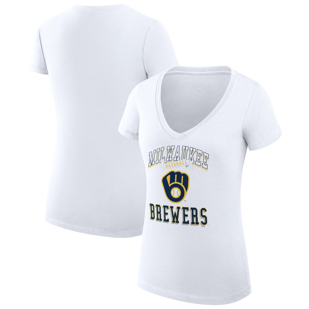 Milwaukee Brewers G-III 4Her by Carl Banks Women's Super-Slim Fit Lightweight Team Logo Graphic V-Neck T-Shirt Online