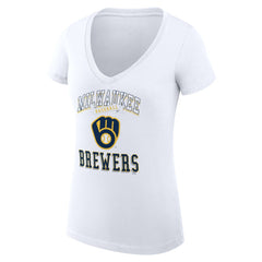 Milwaukee Brewers G-III 4Her by Carl Banks Women's Super-Slim Fit Lightweight Team Logo Graphic V-Neck T-Shirt Online