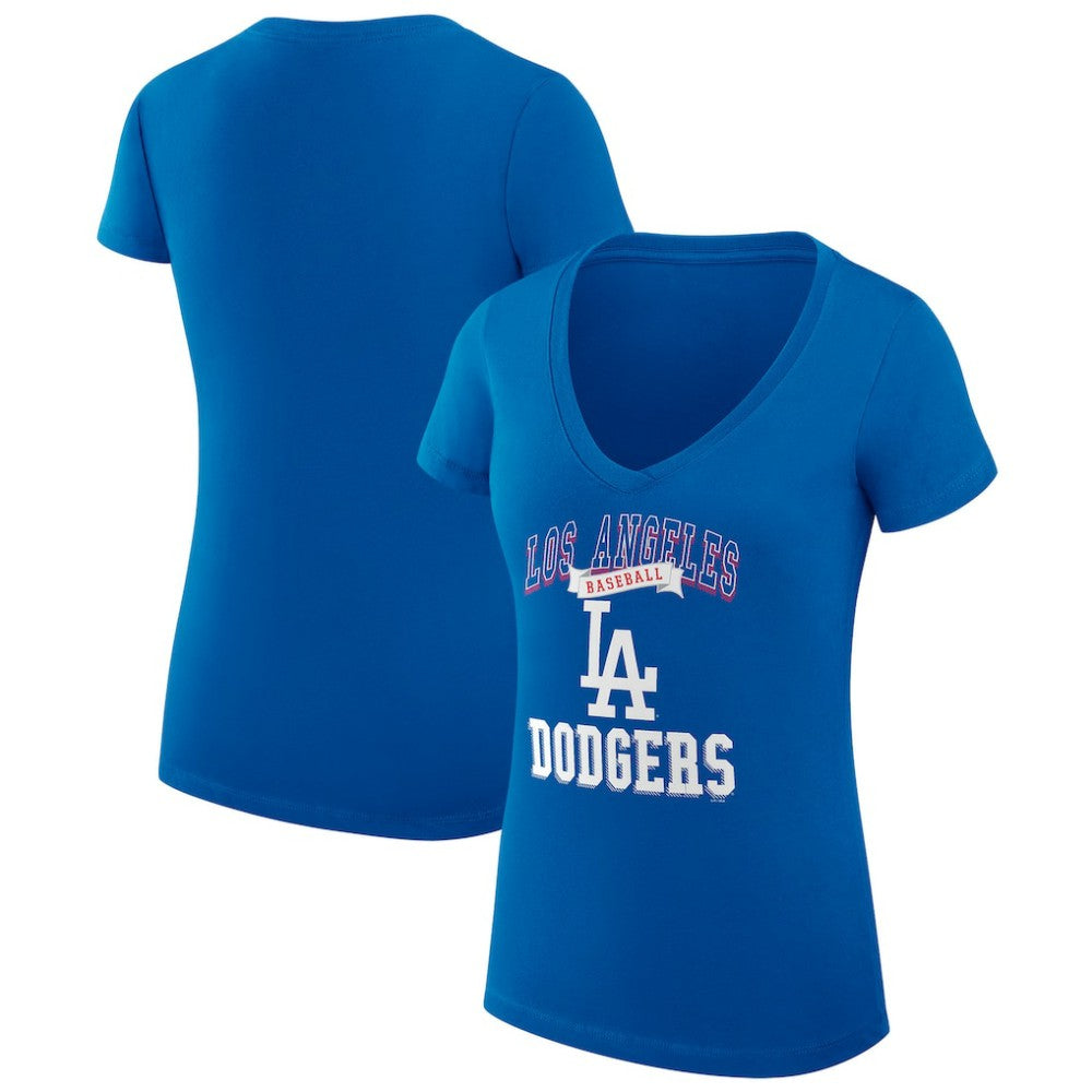 Los Angeles Dodgers G-III 4Her by Carl Banks Women's Super-Slim Fit Lightweight Team Logo Graphic V-Neck T-Shirt Discount