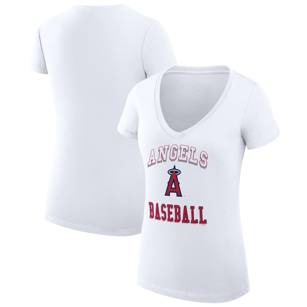 Los Angeles Angels G-III 4Her by Carl Banks Women's Super-Slim Fit Lightweight Team Logo Graphic V-Neck T-Shirt for sale