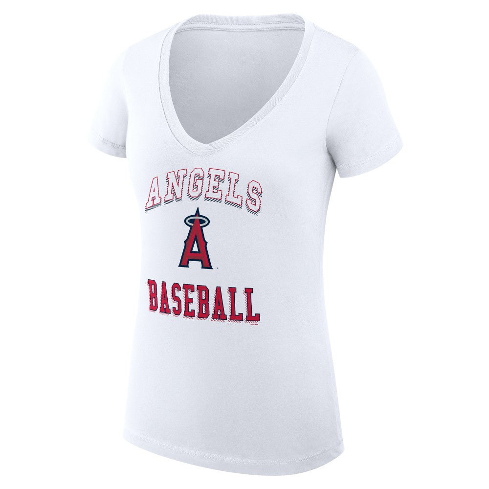 Los Angeles Angels G-III 4Her by Carl Banks Women's Super-Slim Fit Lightweight Team Logo Graphic V-Neck T-Shirt for sale