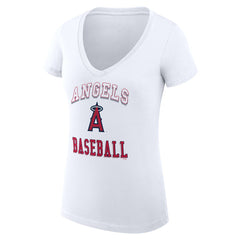 Los Angeles Angels G-III 4Her by Carl Banks Women's Super-Slim Fit Lightweight Team Logo Graphic V-Neck T-Shirt for sale