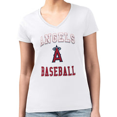 Los Angeles Angels G-III 4Her by Carl Banks Women's Super-Slim Fit Lightweight Team Logo Graphic V-Neck T-Shirt for sale