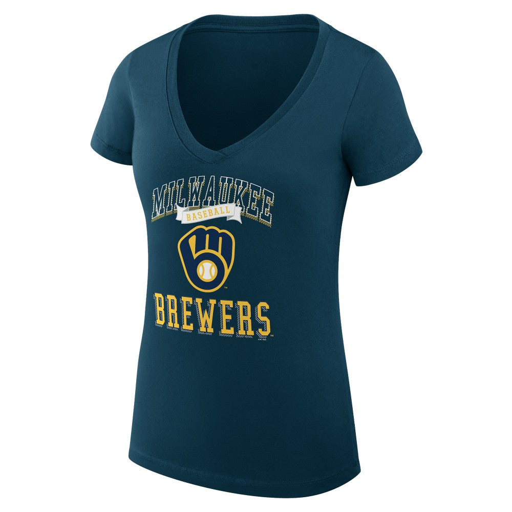 Milwaukee Brewers G-III 4Her by Carl Banks Women's Super-Slim Fit Lightweight Team Logo Graphic V-Neck T-Shirt Online