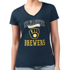 Milwaukee Brewers G-III 4Her by Carl Banks Women's Super-Slim Fit Lightweight Team Logo Graphic V-Neck T-Shirt Online