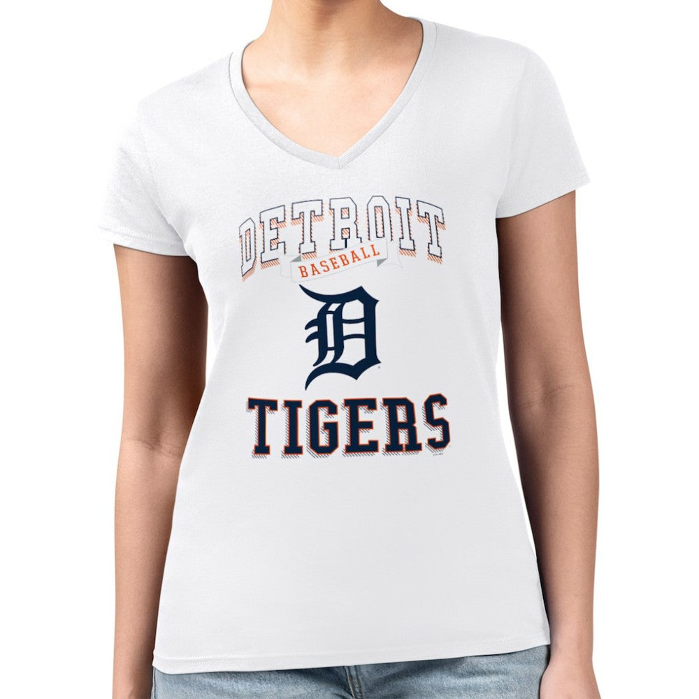 Detroit Tigers G-III 4Her by Carl Banks Women's Super-Slim Fit Lightweight Team Logo Graphic V-Neck T-Shirt for sale