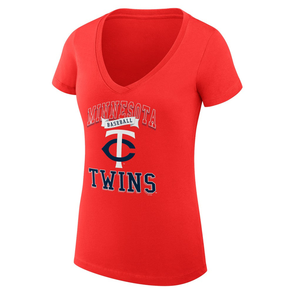 Minnesota Twins G-III 4Her by Carl Banks Women's Super-Slim Fit Lightweight Team Logo Graphic V-Neck T-Shirt Outlet
