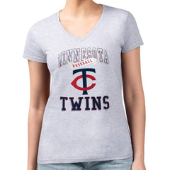 Minnesota Twins G-III 4Her by Carl Banks Women's Super-Slim Fit Lightweight Team Logo Graphic V-Neck T-Shirt for sale
