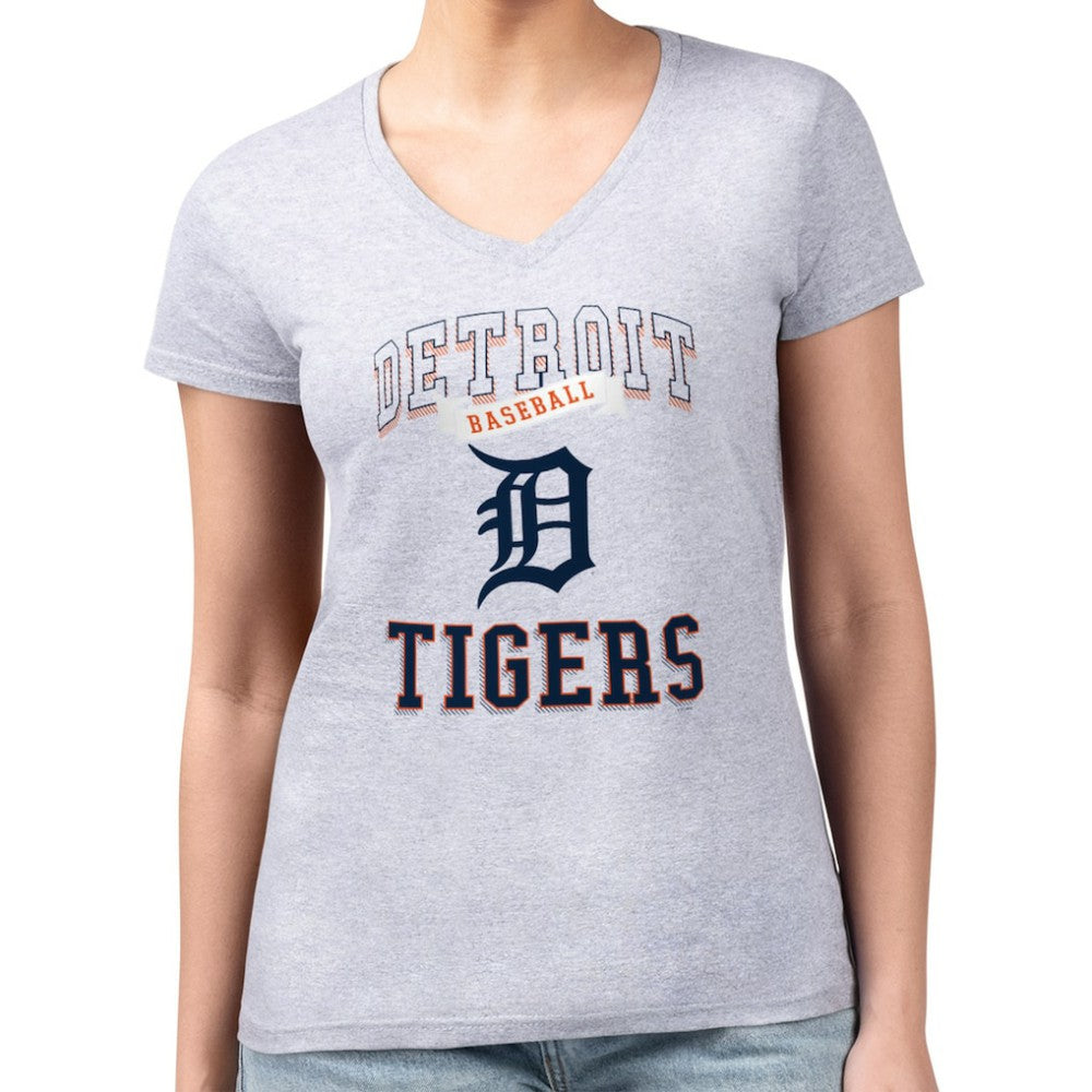 Detroit Tigers G-III 4Her by Carl Banks Women's Super-Slim Fit Lightweight Team Logo Graphic V-Neck T-Shirt Discount