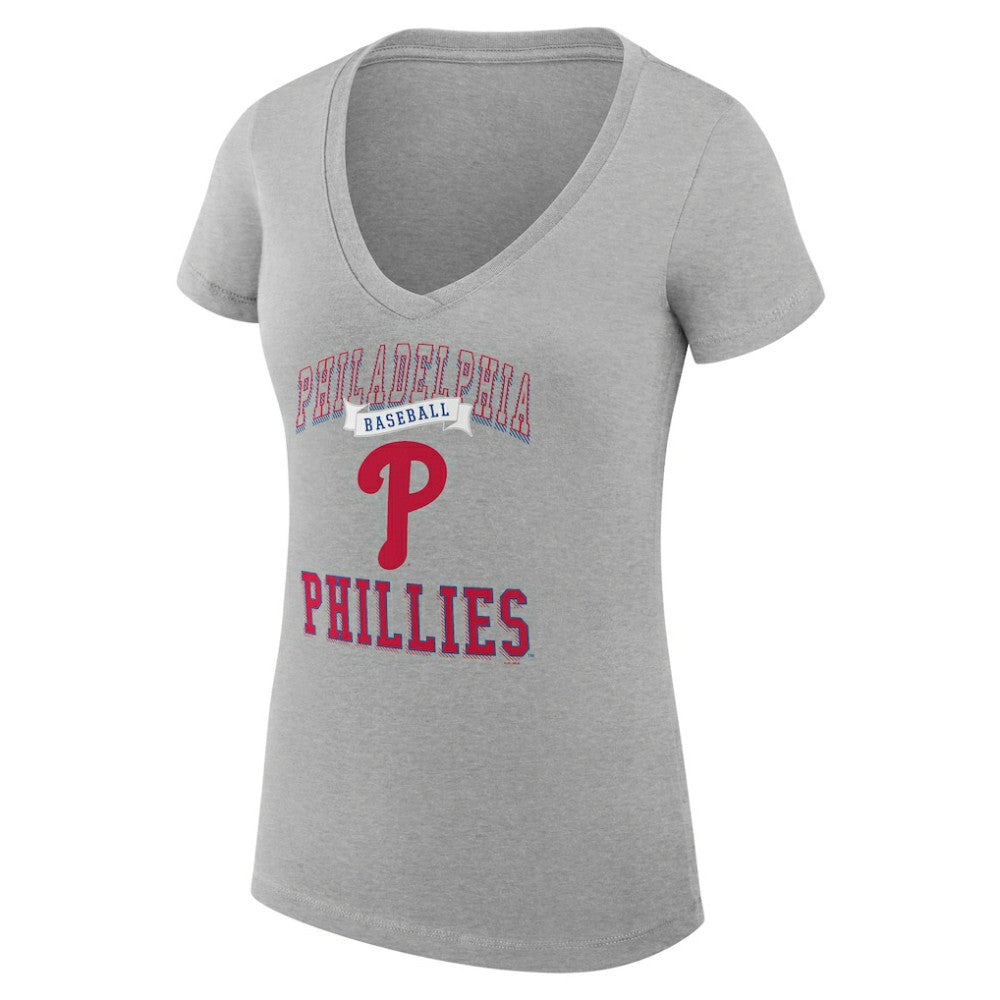 Philadelphia Phillies G-III 4Her by Carl Banks Women's Super-Slim Fit Lightweight Team Logo Graphic V-Neck T-Shirt for sale
