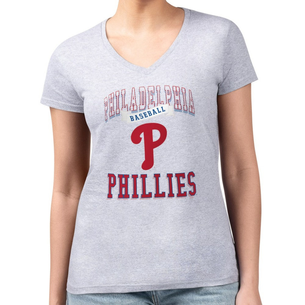 Philadelphia Phillies G-III 4Her by Carl Banks Women's Super-Slim Fit Lightweight Team Logo Graphic V-Neck T-Shirt for sale