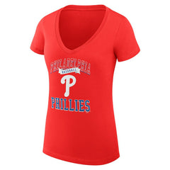 Philadelphia Phillies G-III 4Her by Carl Banks Women's Super-Slim Fit Lightweight Team Logo Graphic V-Neck T-Shirt for sale