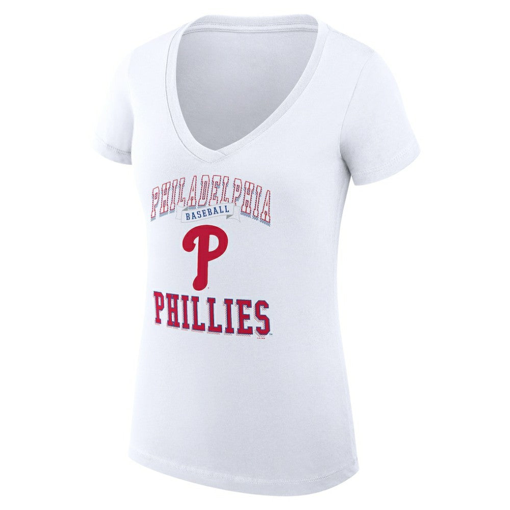 Philadelphia Phillies G-III 4Her by Carl Banks Women's Super-Slim Fit Lightweight Team Logo Graphic V-Neck T-Shirt Discount