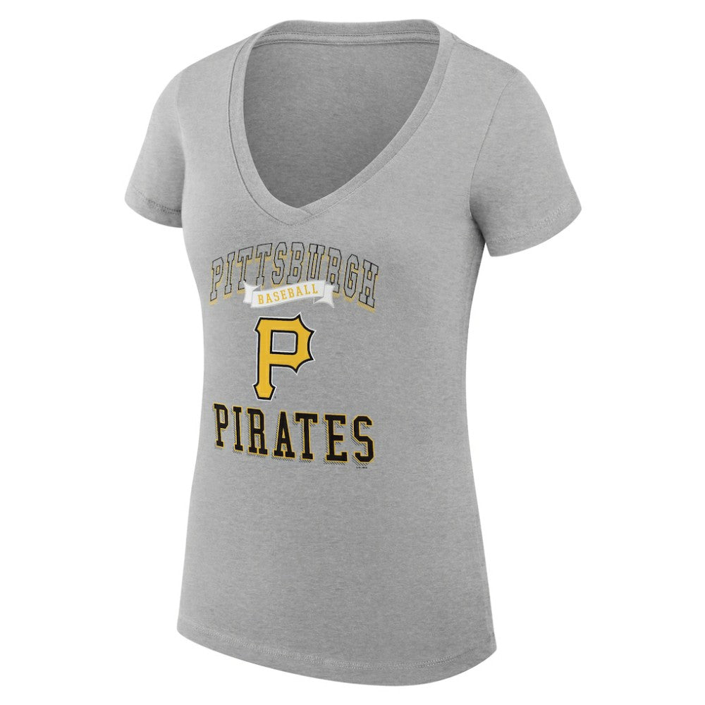 Pittsburgh Pirates G-III 4Her by Carl Banks Women's Super-Slim Fit Lightweight Team Logo Graphic V-Neck T-Shirt Outlet