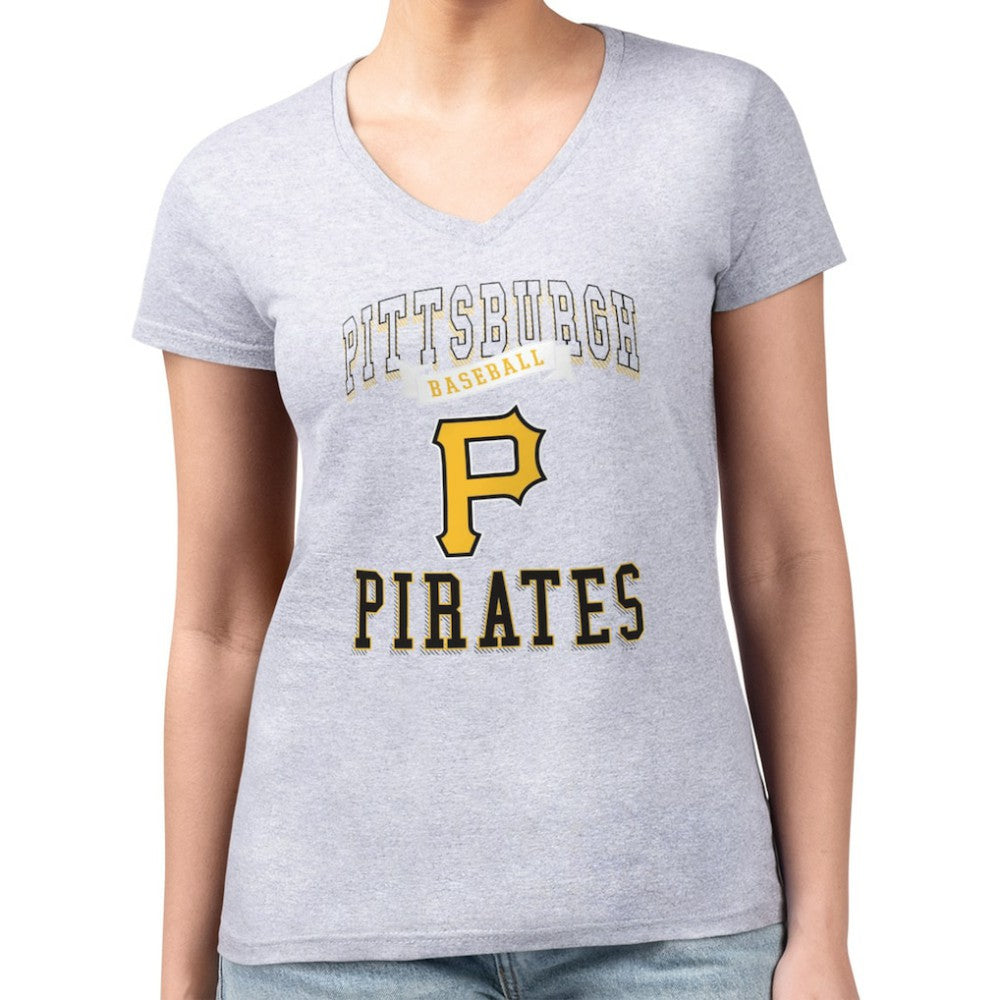 Pittsburgh Pirates G-III 4Her by Carl Banks Women's Super-Slim Fit Lightweight Team Logo Graphic V-Neck T-Shirt Outlet