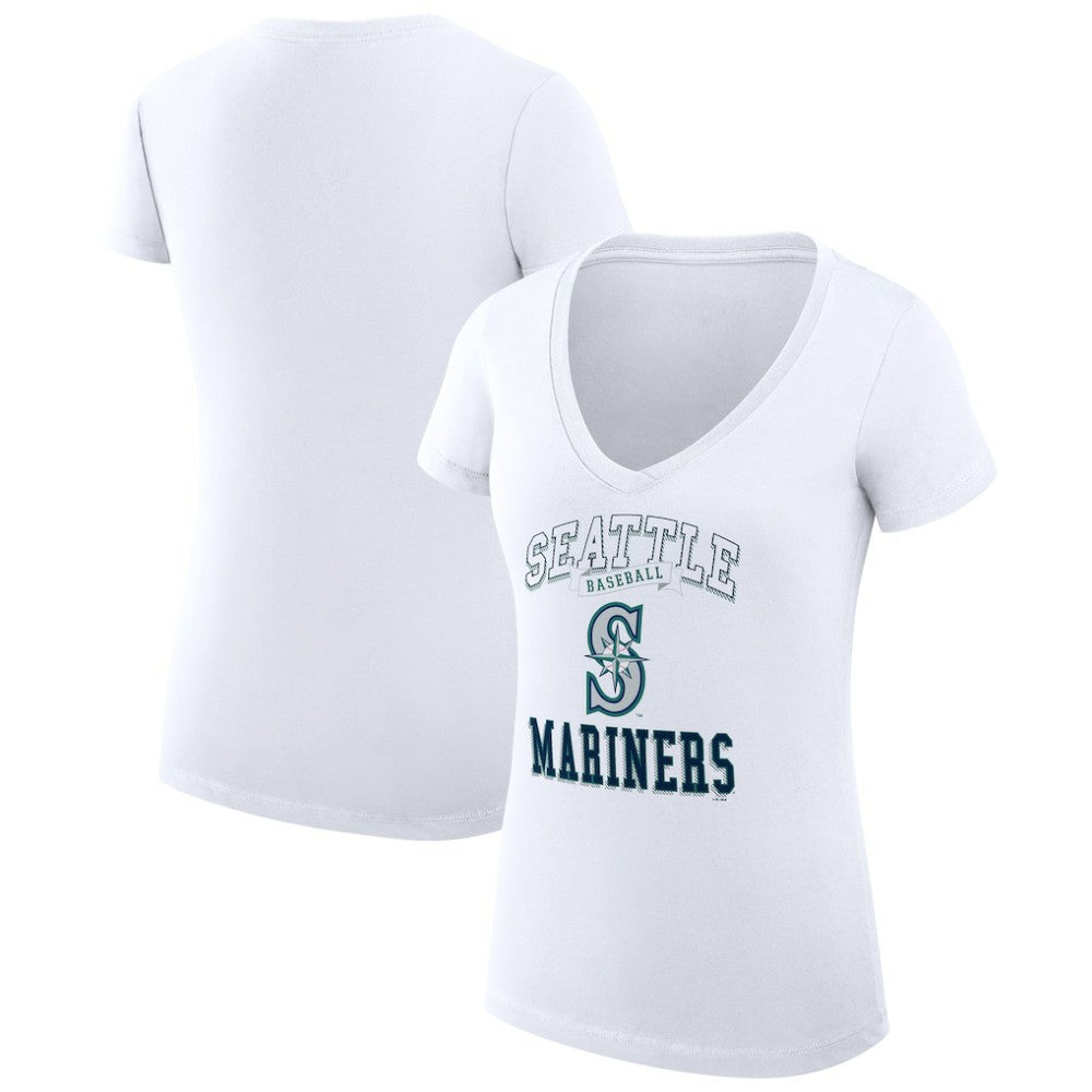 Seattle Mariners G-III 4Her by Carl Banks Women's Super-Slim Fit Lightweight Team Logo Graphic V-Neck T-Shirt for sale