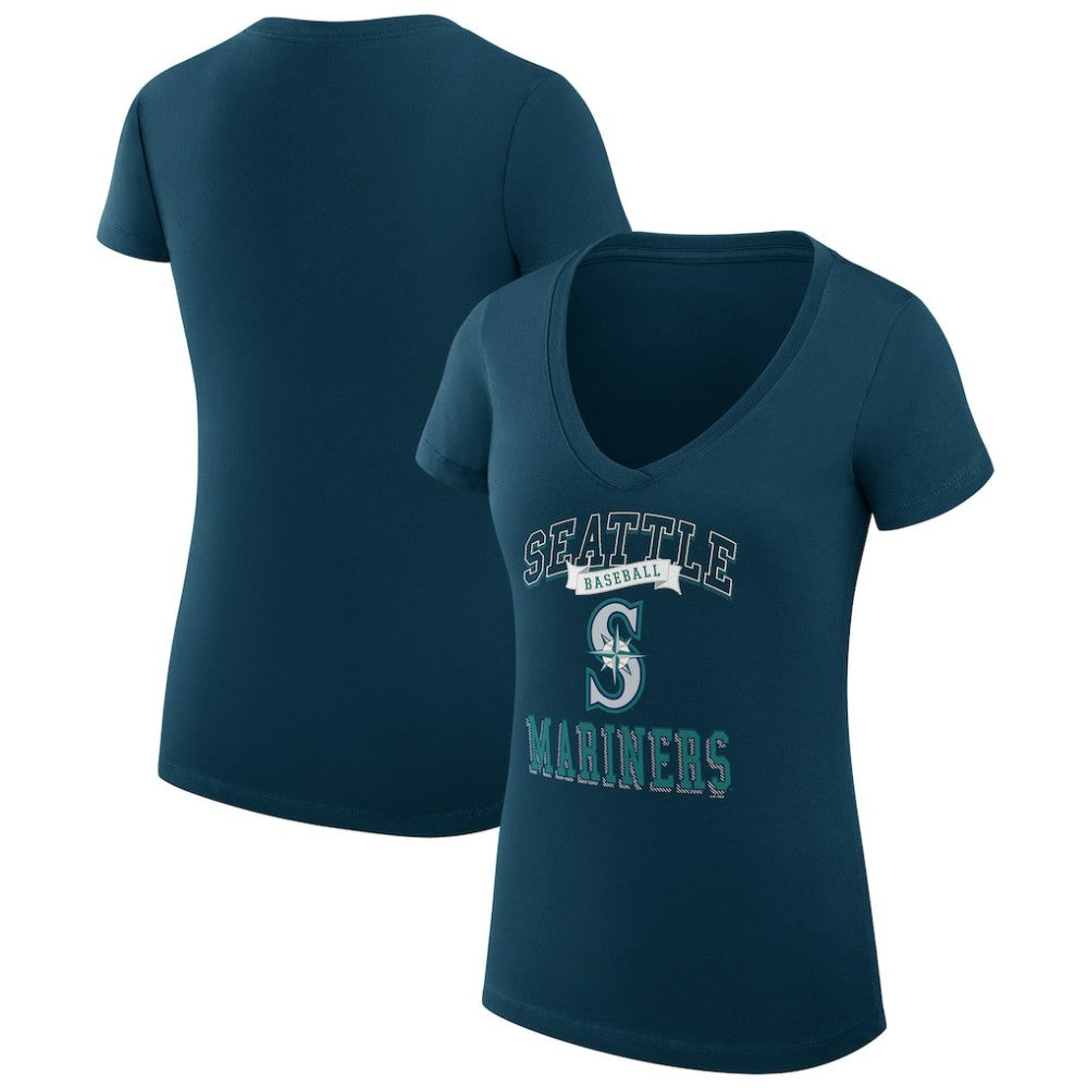 Seattle Mariners G-III 4Her by Carl Banks Women's Super-Slim Fit Lightweight Team Logo Graphic V-Neck T-Shirt Discount
