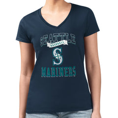 Seattle Mariners G-III 4Her by Carl Banks Women's Super-Slim Fit Lightweight Team Logo Graphic V-Neck T-Shirt Discount