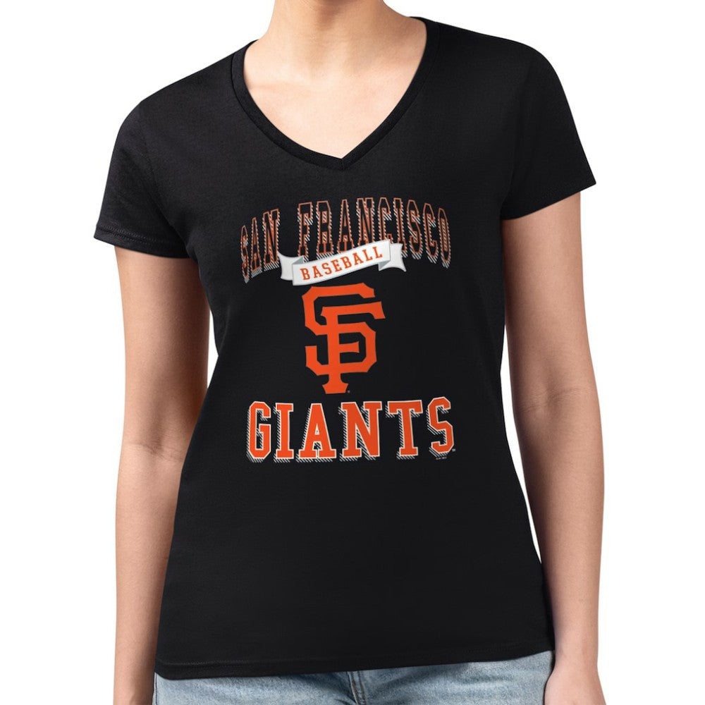 San Francisco Giants G-III 4Her by Carl Banks Women's Super-Slim Fit Lightweight Team Logo Graphic V-Neck T-Shirt Sale