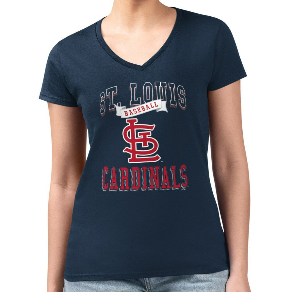 St. Louis Cardinals G-III 4Her by Carl Banks Women's Super-Slim Fit Lightweight Team Logo Graphic V-Neck T-Shirt Near Me