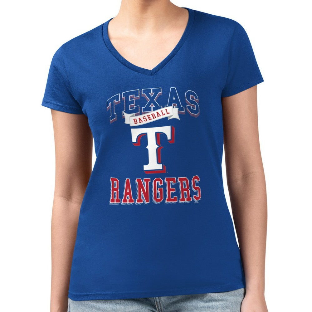 Texas Rangers G-III 4Her by Carl Banks Women's Super-Slim Fit Lightweight Team Logo Graphic V-Neck T-Shirt Discount