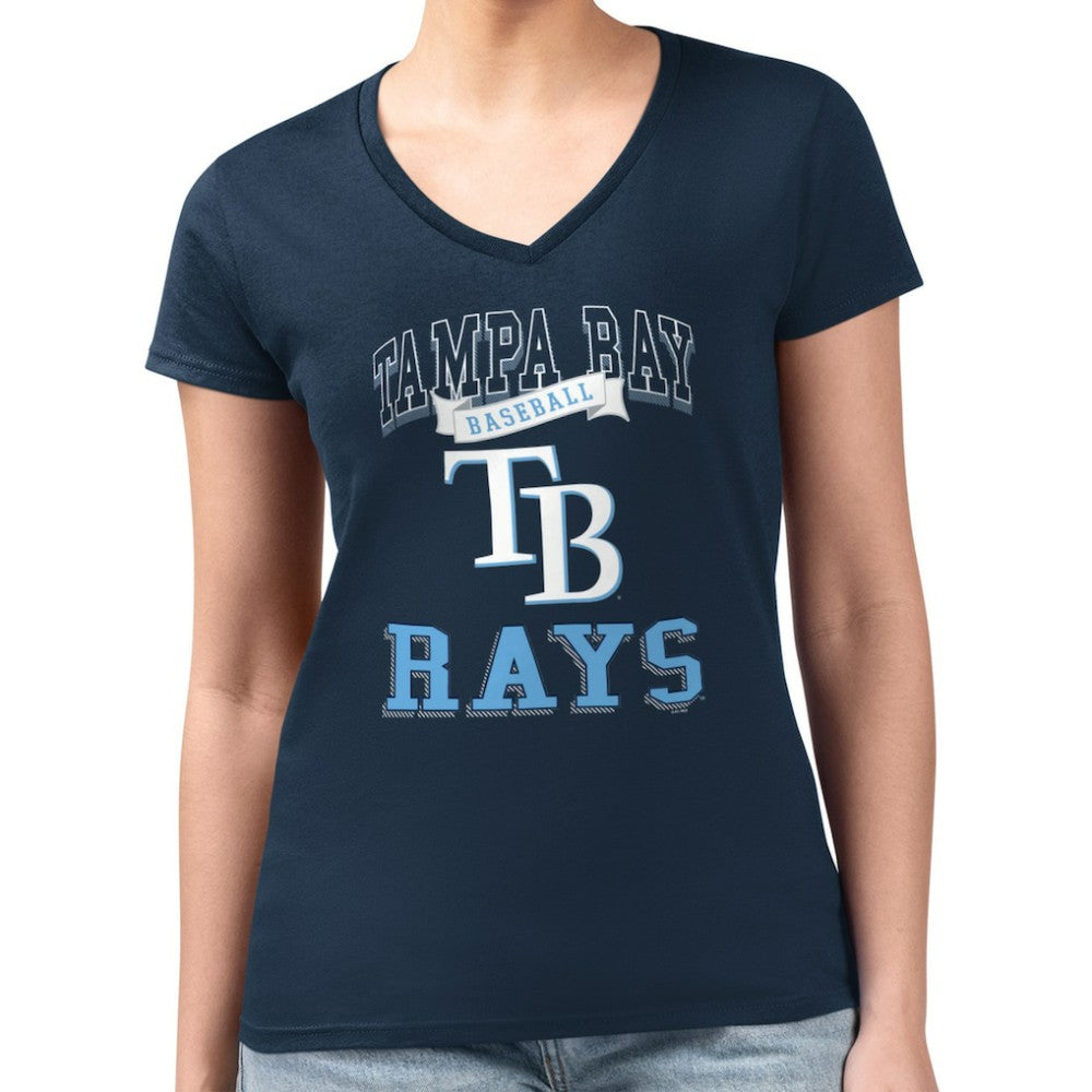 Tampa Bay Rays G-III 4Her by Carl Banks Women's Super-Slim Fit Lightweight Team Logo Graphic V-Neck T-Shirt Sale