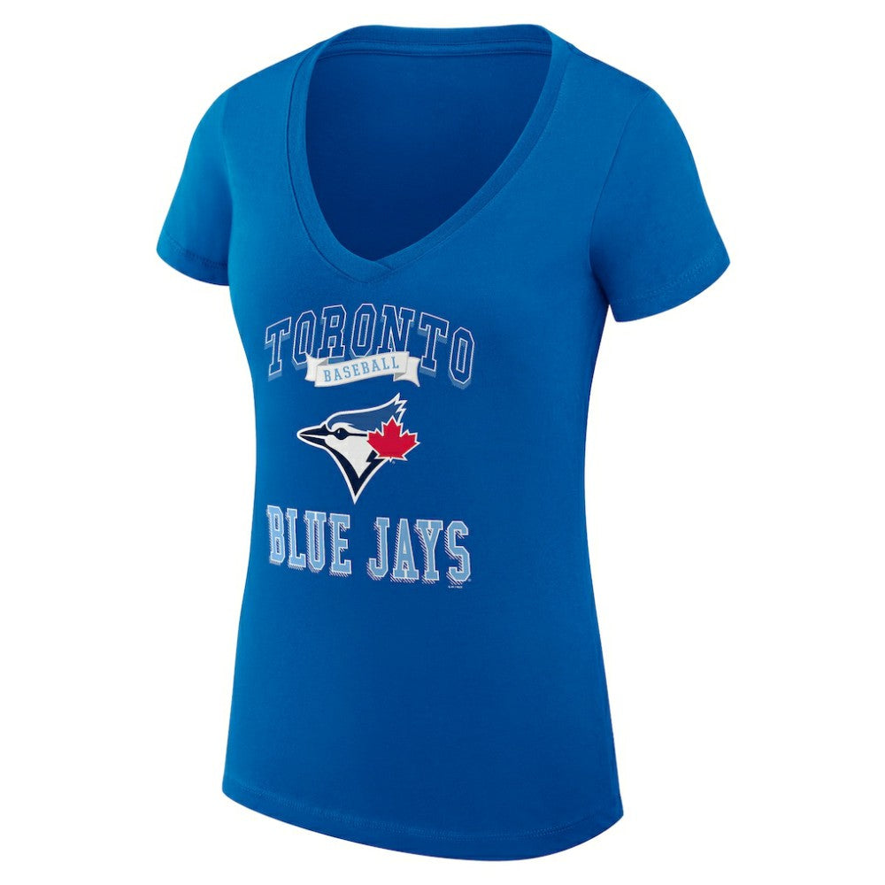 Toronto Blue Jays G-III 4Her by Carl Banks Women's Super-Slim Fit Lightweight Team Logo Graphic V-Neck T-Shirt Discount