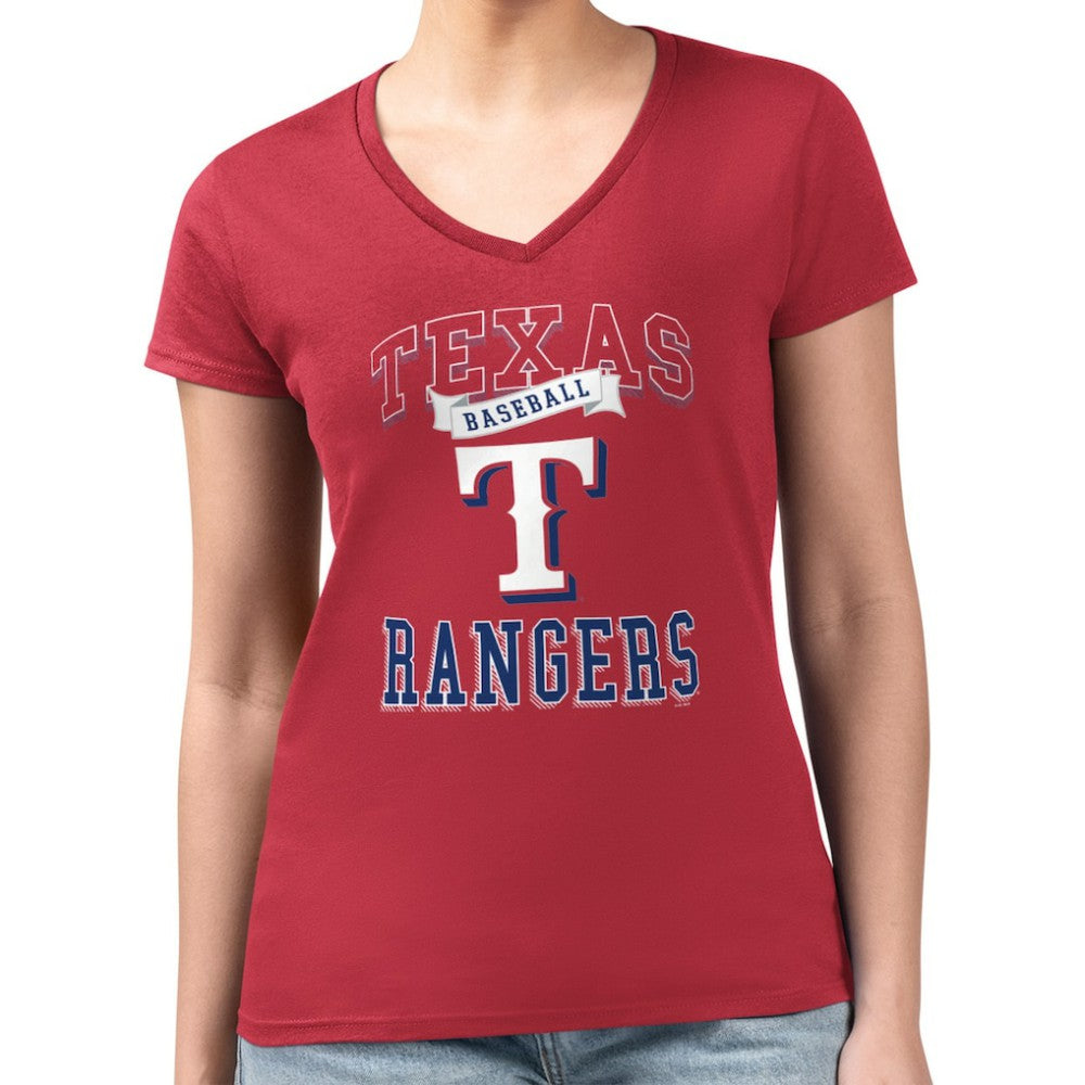 Texas Rangers G-III 4Her by Carl Banks Women's Super-Slim Fit Lightweight Team Logo Graphic V-Neck T-Shirt Online