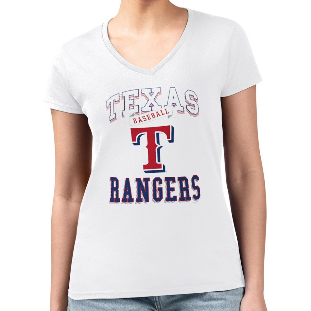 Texas Rangers G-III 4Her by Carl Banks Women's Super-Slim Fit Lightweight Team Logo Graphic V-Neck T-Shirt Discount